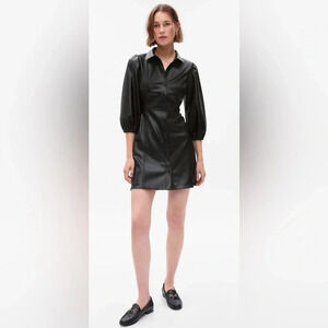 Vegan leather puff sleeve dress. XXS